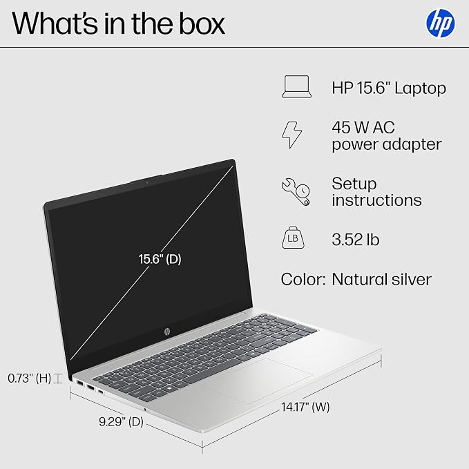 HP 15.6 inch Laptop, FHD Display, AMD Ryzen 7 5825U, 8 GB RAM, 512 GB SSD, AMD Radeon Graphics, Windows 11 Home, Natural Silver, 15-fc0502nr - Image 8