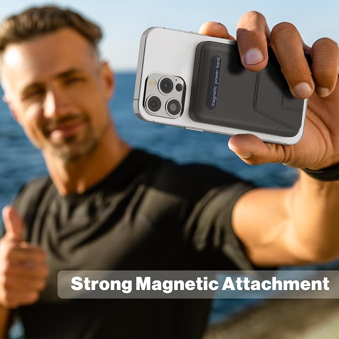 AOGUERBE for Magsafe Power Bank, 10000mAh Foldable Wireless Portable Charger with LED Display, 3 in 1 Magnetic Battery Pack with 22.5W Fast Charging for iPhone 17/16/15/14/13/12 Pro/Pro Max/Plus/Mini - Image 3