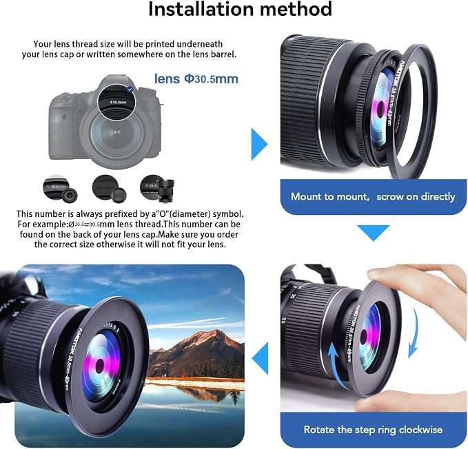 30.5mm Lens to 49mm Camera Lens Adapter, 30.5mm-49mm Filter Step up Rings - Image 5