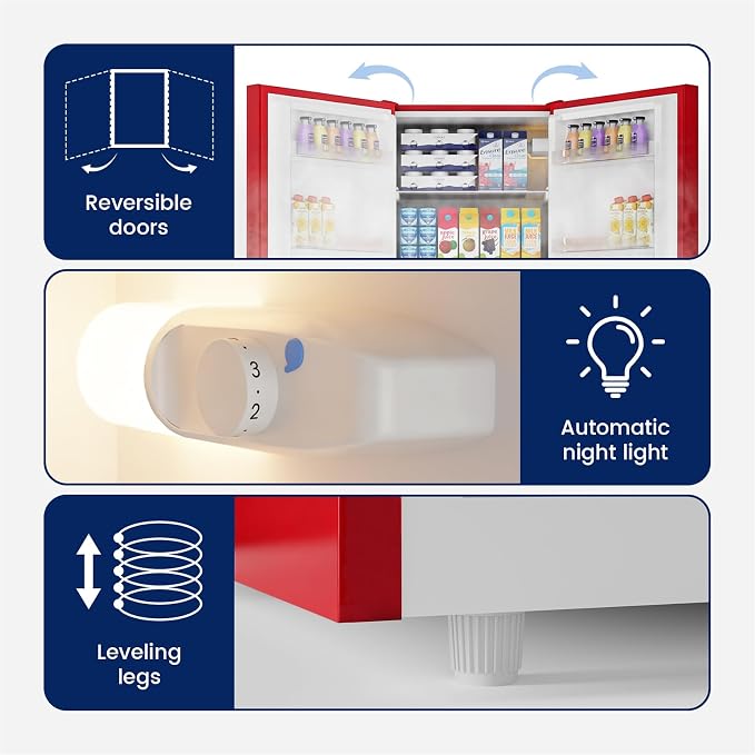 Apartment 7.1 Cu.Ft Refrigerator with Bottom Freezer Red | Office Fridge with Bottom Freezer, Large Capacity, Energy Saving, Adjustable Thermostat, Low Noise - Image 4