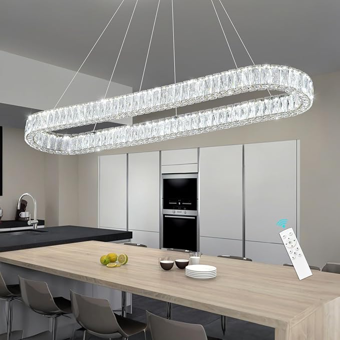 HAIXIANG Modern Crystal Chandelier Dimmable LED Long Chandeliers - Image 4