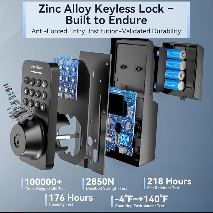 Ulecoce Fingerprint Keypad Deadbolt - Image 8
