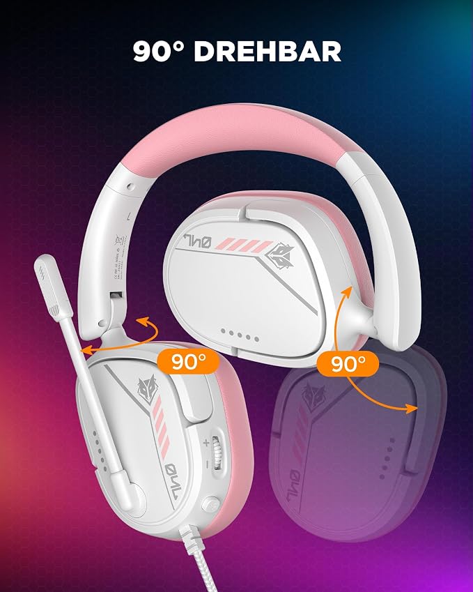 NUBWO HG04L Gaming Headset for PS5/PS4, Xbox Series X|S, Switch - Pink | 40mm Speakers, Clear Unidirectional Mic, 250g Lightweight, Soft Memory Earmuffs, 3.5mm Jack for Gaming & Work - Image 8