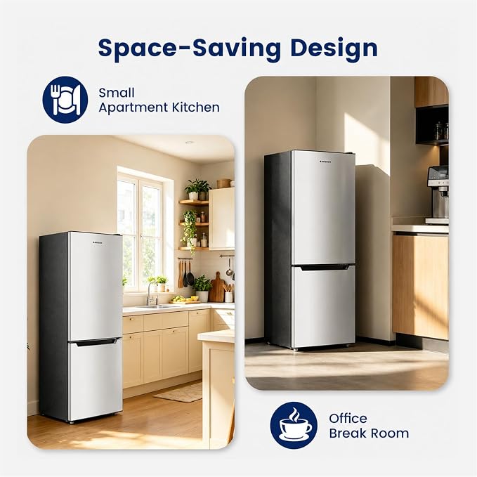 Apartment 7.1 Cu.Ft Refrigerator with Bottom Freezer Silver | Office Fridge with Bottom Freezer, Large Capacity, Energy Saving, Adjustable Thermostat, Low Noise - Image 2