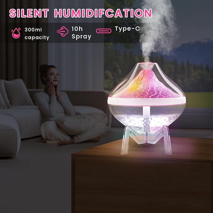 Small Humidifiers for Bedroom Cool Mist Ultrasonic,Baby Humidifier with Humidity Sensor Auto Shut Off LED Colorful Gradient Light Mini Humidifier For Plants,Bedroom,Baby Room,Office, Home（White) - Image 3