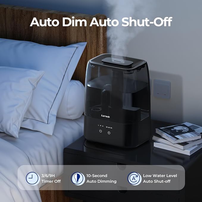Top Fill Humidifiers for Bedroom, 4.0L Tank Cool Mist Humidifiers for Large Room, 30H Runtime, 28dB Quiet Ultrasonic Air Humidifier for Home with 9H Timer, Aroma Tray - Image 4