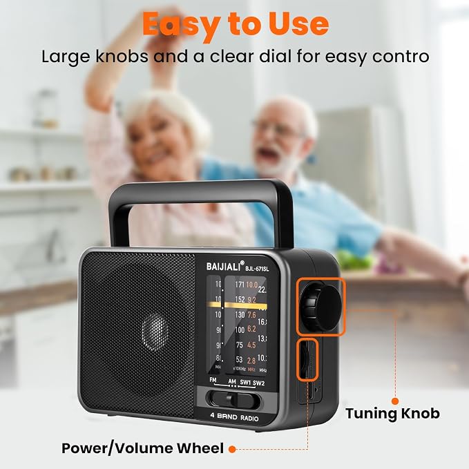 Solar-Powered Portable Radio, AM/FM/SW Radio with Loud Speaker, Built-in Rechargeable Battery and USB-C - Emergency Radio for Outdoor, Camping, Travel, Storms and Power Outages (Model BJL-671-Solar) - Image 5