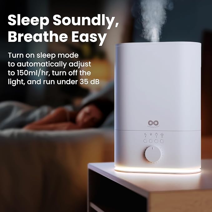 Everlasting Comfort 6L Top Fill Humidifier for Bedroom – Quiet, Easy to Fill & Clean, 60HR Runtime, Night Light, Timer, Ultrasonic Cool Mist, Auto Shut-Off, Essential Oil Compatible - White - Image 7