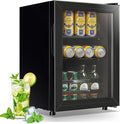 Beverage Refrigerator Cooler 1.3 Cu.Ft 45 Can Mini Small Fridge Black | Large Capacity with Glass Door, Adjustable Shelves for Soda Beer Wine, Perfect for Home Bar Office by WANAI%C2%AE
