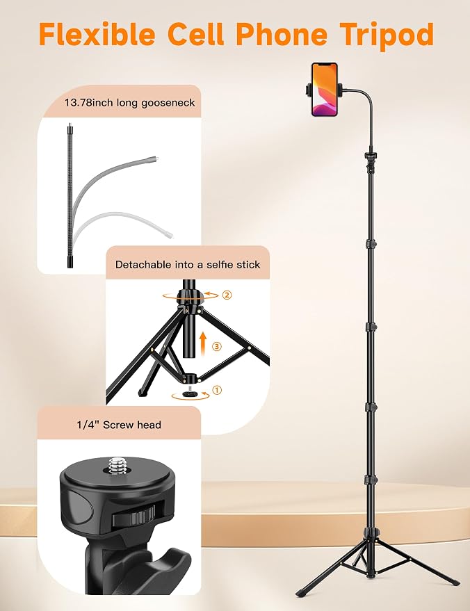 Phone Tripod Stand, Portable Phone Stand - Image 6