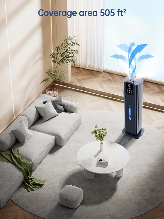 8L Smart Humidifiers for Bedroom Large Room, 2.1Gal Cool Mist Top Fill Diffuser Ambient Light, App & Remote Control, 3 Mist Modes, Quiet Humidifier for Home Office Plant (Blue) - Image 4
