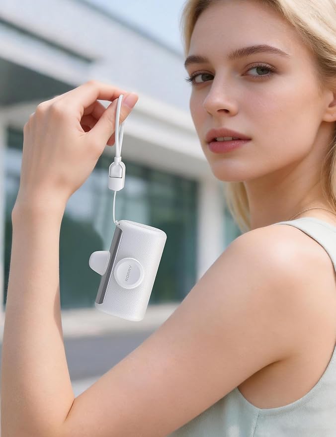 RORRY PalmGo Portable Charger, 10000mAh PD 22.5W Fast Charging Mini Power Bank with Built-in USB C Connector, 3-in-1 Battery Pack for iPhone 17/16/15 Pro/Max, Apple Watch Ultra/11/10/SE, iPad, White - Image 9