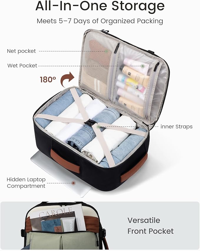 LOVEVOOK 50L Travel Backpack for Women Men, Airline Approved Carry On Luggage - Image 3