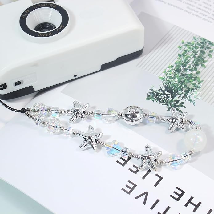 CMVFYL Beaded Camera Wrist Strap, Cute Phone Charms Strap, Pearl Bracelet Wrist - Image 8