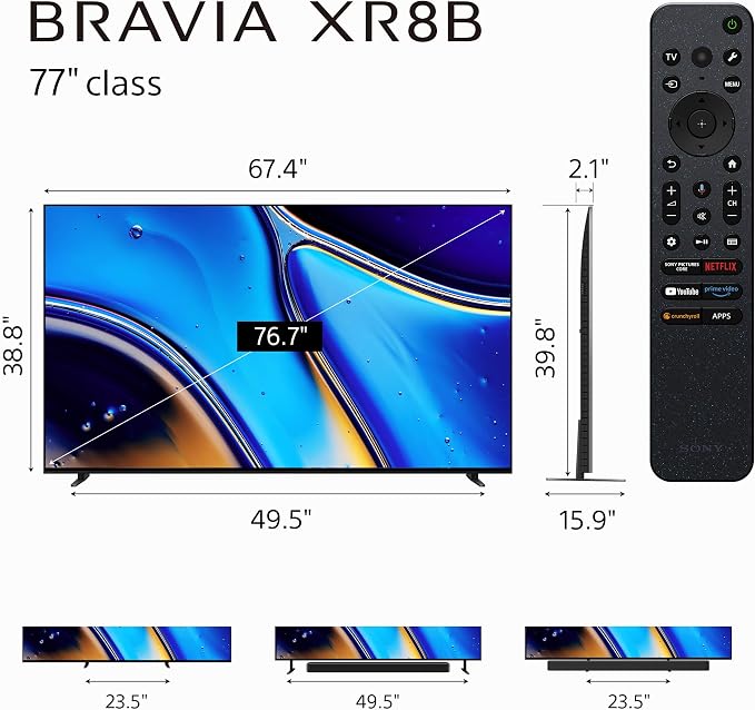 Sony 77 Inch BRAVIA XR8B OLED 4K HDR Smart Google TV (K-77XR8B) | XR Processor with AI Technology, Dolby Vision/Atmos, Exclusive Features for PlayStation®5, 4K movie credits included - Image 2