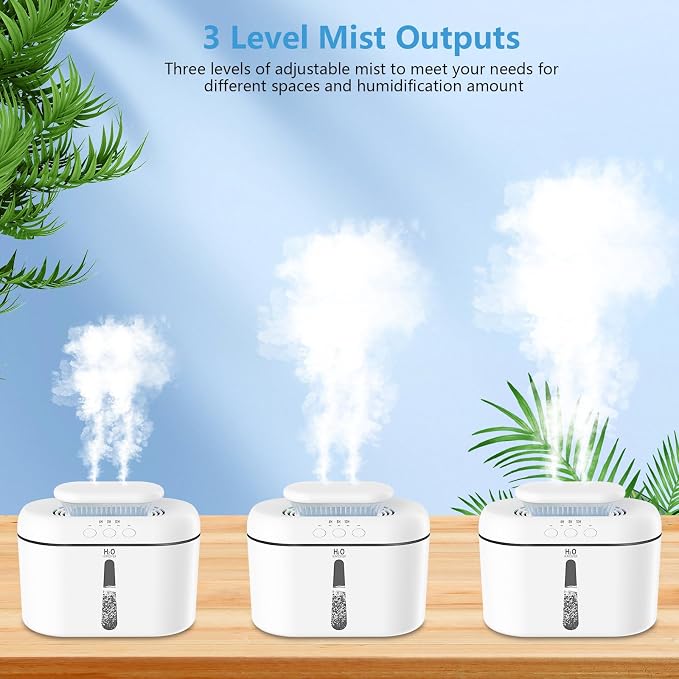 SZO Humidifiers for Bedroom Large Room, 2.5L Dual Nozzle Cool Mist Humidifier for Baby, 16dB Ultra Quiet, Top Fill, Slim Flat Design for Nightstand, Auto Shut-off - Image 7