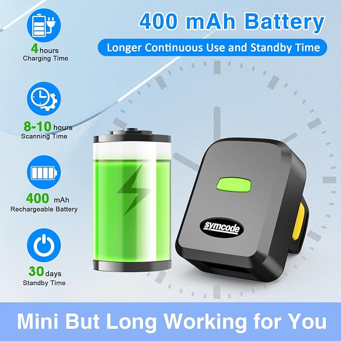2D Bluetooth Barcode Scanner, Mini Wireless Wearable Finger Barcode Scanner - Image 7