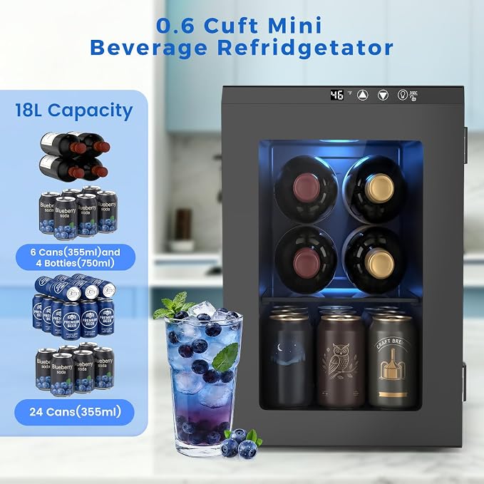 Electactic Wine Cooler Refrigerator with Glass Door, Mini Wine Fridge for Red, White and Champagne, Built-in Wine Cellar, 40-61F Digital Temperature Control, Indoor Use - Image 2