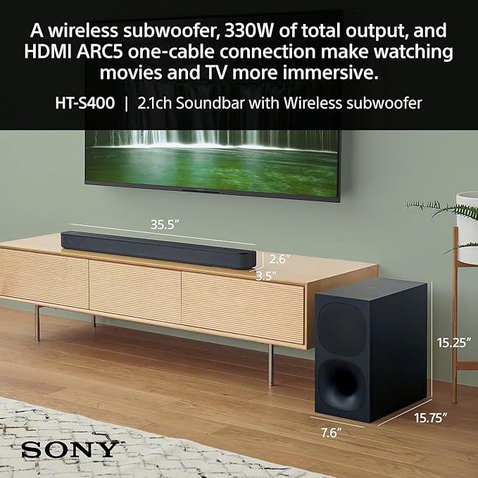 Sony BRAVIA 2 II 43-Inch 4K Ultra HD Smart TV (K-43S20M2, 2025 Model) with HT-S400 2.1ch Soundbar and Wireless Subwoofer Bundle - Image 2