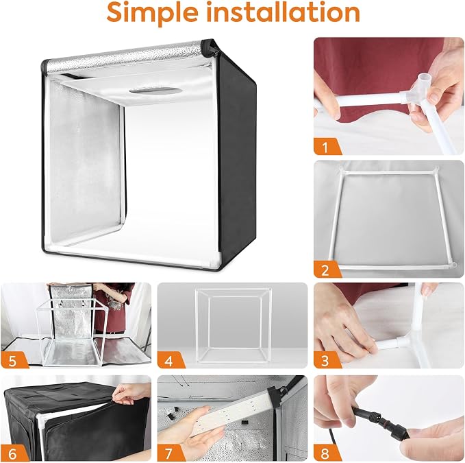 Bi-Color LED Photo Light Box 40x40 inch, Dimmable LEDs Product Photography - Image 6