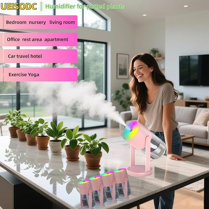 UEISODC Bedroom Humidifier, USB Mini Portable Humidifier with Ultrasonic Nano-Fine Mist, Auto Shut-Off, Rotatable Design, Quiet Operation, and Easy Refilling & Cleaning - Image 5