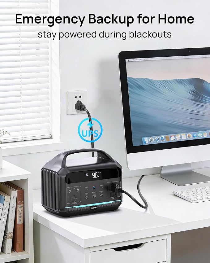 Portable Power Station 500W (Surge 1000W), 299Wh LiFePO4 Power Bank with AC Outlet, 1.2hrs Fast Charging, Solar Generator with 8 Output Ports for Camping, RV Travel, CPAP, Emergency - Image 5