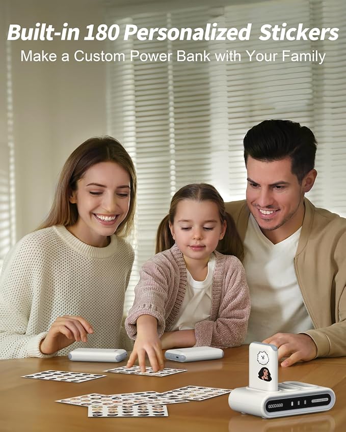 GOODaaa Portable Charger, 3-Pack 10000mAh Slim Power Bank Built in Cables, 3 Outputs 1 Inputs Family Power Hub for All Mobile Devices, Charging Station Set Includes 180 DlY Stickers, for Home,Office - Image 2