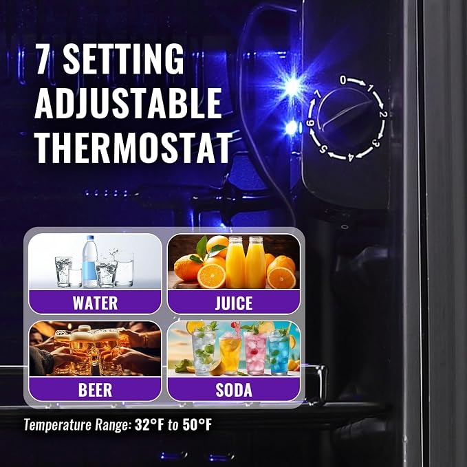 3.5 Cu.ft Beverage Refrigerator Cooler, Mini Fridge with Glass Door for Beer Soda or Water, Small Drink Cooler Machine Clear Front Removable Shelves perfect for Home, Bar, Office - Image 3