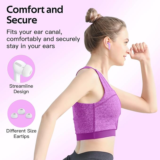 TAGRY Bluetooth Headphones True Wireless Earbuds 60H Playback LED Power Display Earphones with Wireless Charging Case IPX5 Waterproof in-Ear Ear buds with Mic for TV Smart Phone Laptop Computer Sports - Image 7