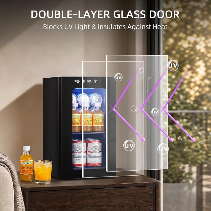 Antarctic Star Mini Fridge Beverage Refrigerator, 10L Small Drink Fridge for Bedroom, beverage cooler with Digital Temp Adjustment 40-61°F, Ideal for Bedroom, Dormitory, Office, Bar and Kitchen - Image 6
