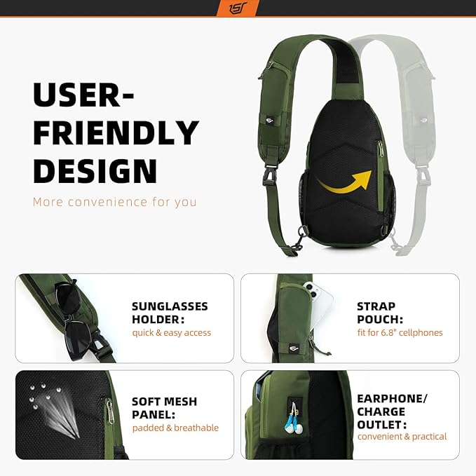 SKYSPER Sling Bag RFID Crossbody Sling Backpack Cross Body Shoulder Bag Travel - Image 4