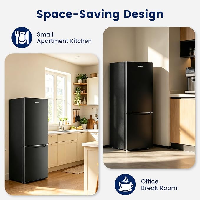 Apartment 7.1 Cu.Ft Refrigerator with Bottom Freezer Black | Office Fridge with Bottom Freezer, Large Capacity, Energy Saving, Adjustable Thermostat, Low Noise - Image 2