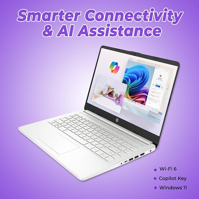 HP 14" Everyday Laptop • Copilot AI • 2026 Edition • Intel Processor • 4GB RAM, 64GB SSD • Microsoft 365 • Windows 11 • Fast Charge and Long Battery Life • Thin & Portable • w/o Mouse - Image 6