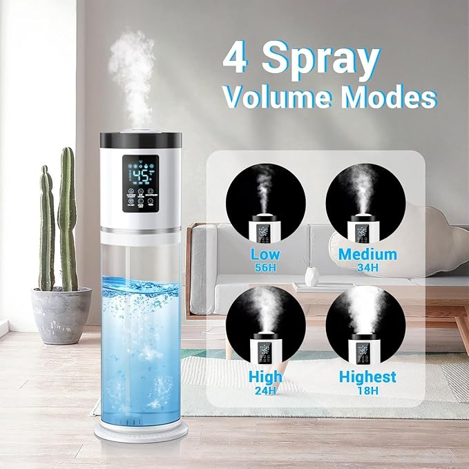 8L/2.1Gal Humidifiers for Bedroom Large Room with Clear Tank, 7-Color Light, 36dB Ultrasonic Cool Mist Humidifiers with Humidistat, Essential Oil Tray Top Fill Humidifier for Home Bedroom Office - Image 2