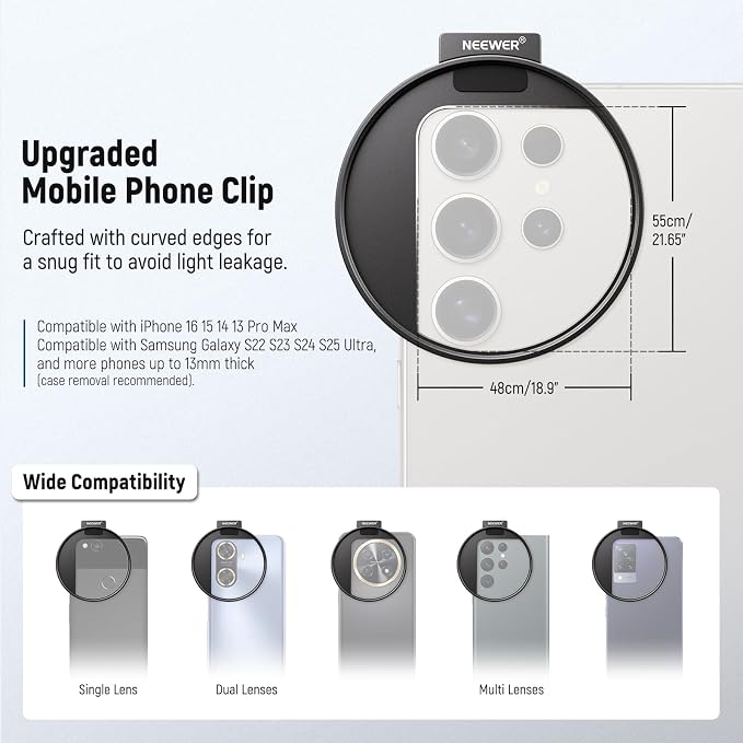 NEEWER Clip On Phone Filter Kit, 67mm Multicoated CPL Filter - Image 2