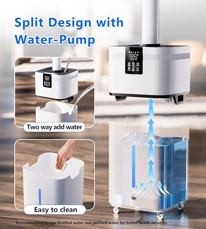 30L/7.93Gal Humidifier Large Room 4200 ft², Supersized Cool Mist, 120H Quiet Humidifiers for Bedroom, 3000mL/h Mist Output, Touch/Remote Control, Humidifiers for Home, Whole House, Plant, White - Image 4