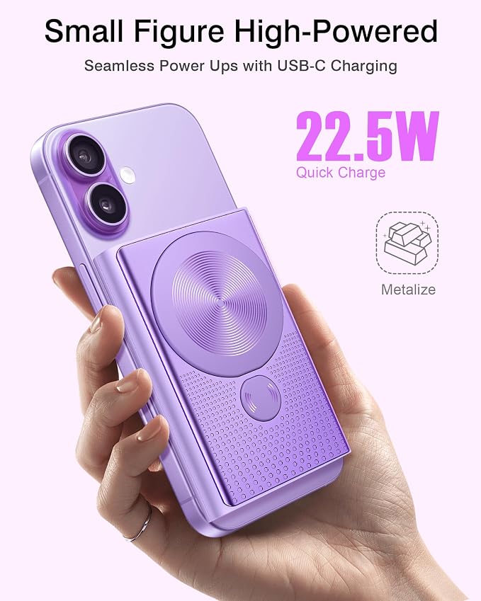Kesguar Magnetic Portable Charger, 10000mAh 22.5W PD Super Fast Charging Wireless Power Bank. Ultra-Strong Magnet, USB C in&Out Battery Pack for Magsafe, iPhone 17/16/15/13/12 Pro Series - Image 2
