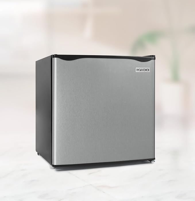 Igloo 1.6 Cu.Ft Mini Fridge with Freezer - Single Door Compact Refrigerator with Glass Shelves for Homes, Dorms & Offices - Keep Drinks & Frozen Foods Cool with Temperature Control Fridge - Platinum - Image 5