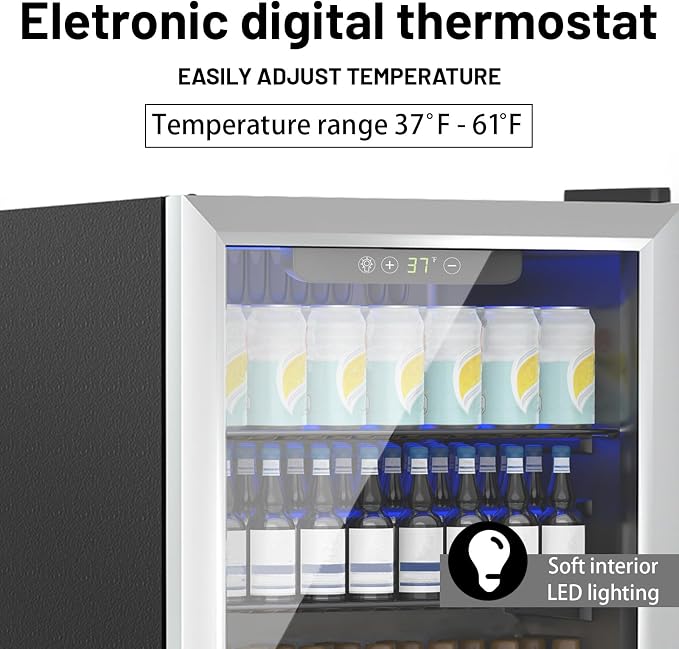 Compact 70 Can/1.7Cu.Ft Mini Fridge, Reversible Glass Front Door | For Soda, Beer or Wine, Portable Small Beverage Refrigerator With Digital Display&Removable Shelves for Office, Dorm, Bar - Image 4