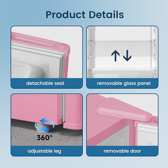Mini Fridge with Freezer 3.2 Cu.Ft for Bedroom and Office Pink | Single Door, Small Refrigerator, Energy-efficient, Low Noise, Mini fridge for Dorm - Image 7