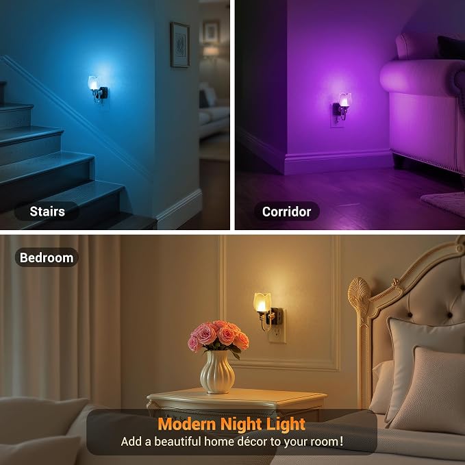 JandCase Night Light, Night Lights Plug into Wall, Glass Tulip LED Nightlight - Image 5