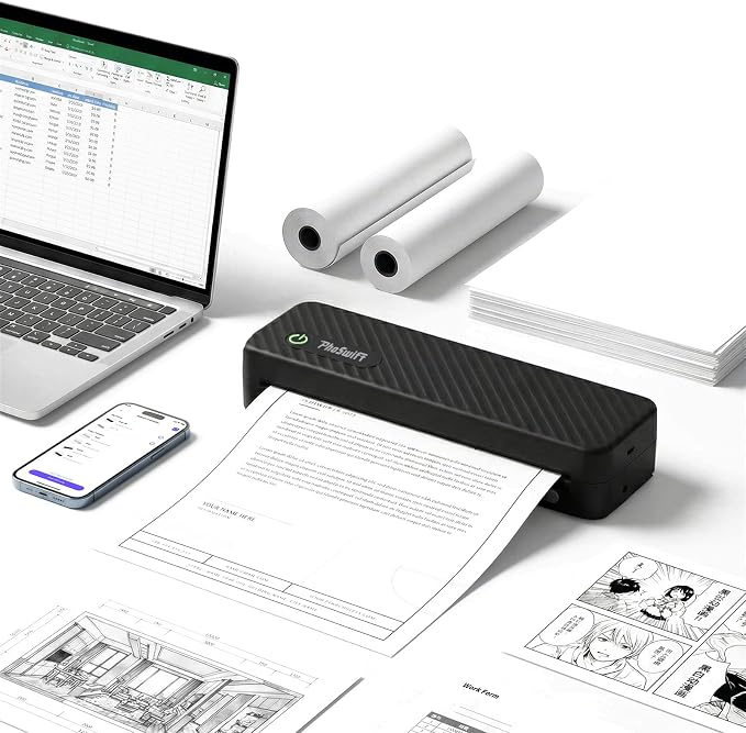 Portable Thermal Printer for Laptop, Inkless Bluetooth Printer Support 8.5" X by Unknown