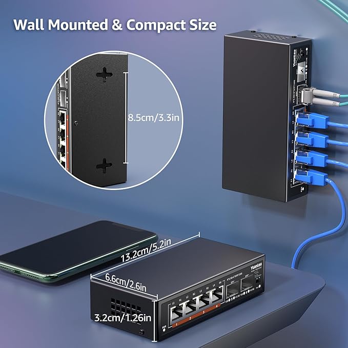 6 Port 2.5G Unmanaged Ethernet Switch, 4 x 2.5G Base-T Ports, 2 x 10G SFP - Image 6
