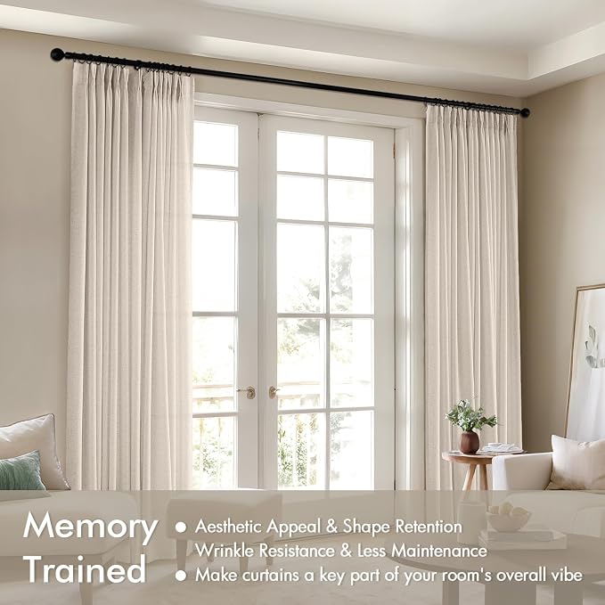 Memory Trained Pinch Pleated Curtains 108 Inches Long, Viral Linen Pinch Pleat - Image 3