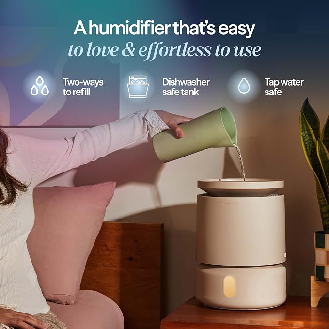 BLUEAIR Room Humidifier - DreamWell - 48Hr Top-Fill Mist-Free InvisibleMist Technology Aroma Stone for Essential Oils and Soothing Mood Lighting - Quiet Operation for Bedroom and Home Use, Beige - Image 7