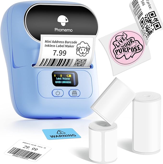 Phomemo Label Maker with 3 Labels- M110 Portable Bluetooth Label Maker Machine by Phomemo