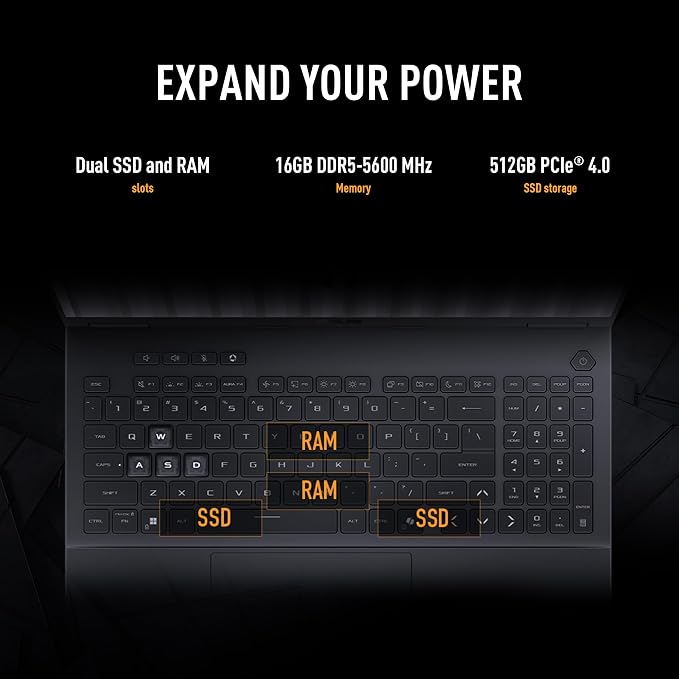 ASUS TUF Gaming F16 (2025) Gaming Laptop, 16” FHD+ 165Hz 16:10 Display, Intel® Core™ i5 Processor 13450HX, NVIDIA® GeForce RTX™ 5050, 16GB DDR5, 512GB PCIe Gen4 SSD, Wi-Fi 6E, Win 11 Home - Image 8