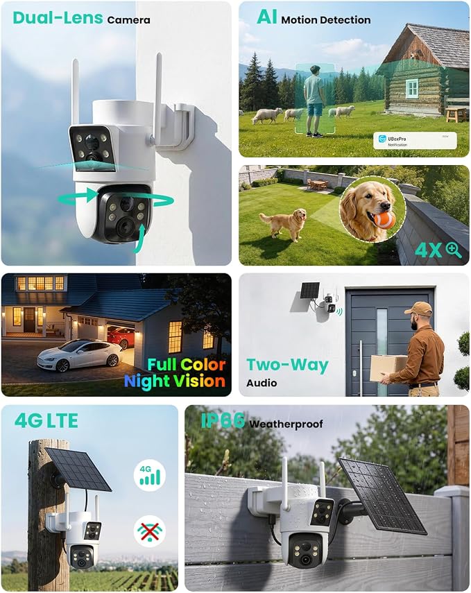 LIWAN 4G LTE Cellular Security Camera Wireless Outdoor, No WiFi Dual Lens - Image 2