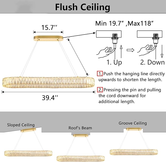 HAIXIANG LED Long Chandeliers for Dining Table Modern Chandelier Dimmable - Image 2