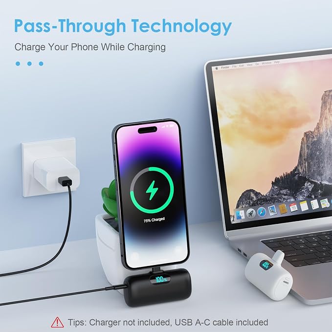 [2 Pack]Small Portable Charger for iPhone,Upgraded 5000mAh PD Fast Charging Power Bank,Cute Mini Portable Phone Charger Battery Pack Compatible with iPhone 14/14 Pro Max/13/13 Pro/12 Pro/11/XR/X/8 etc - Image 2